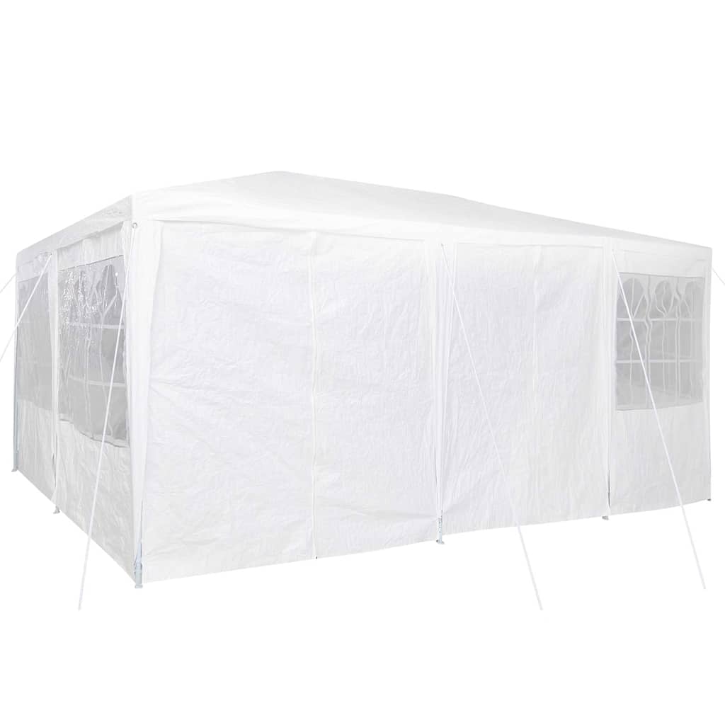 Tente de réception avec 10 parois latérales en PE blanc 6x4 m