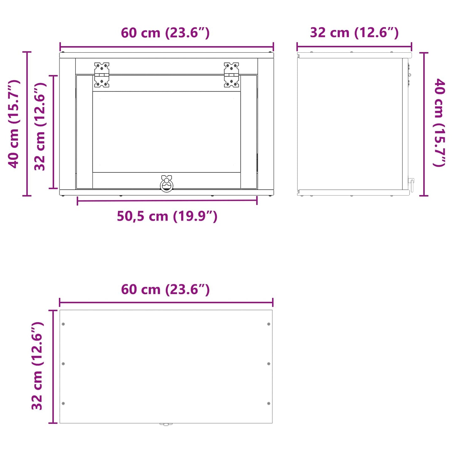 Schrank SKI Honigbraun 60 x 32 x 40 cm Massives Kiefernholz