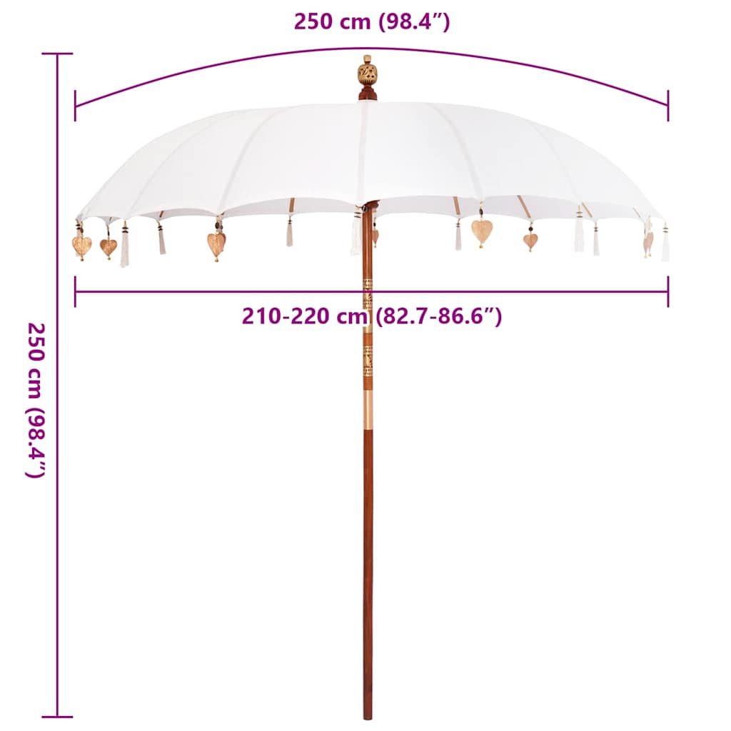 Balinesischer Sonnenschirm Creme 220 x 220 x 260 cm