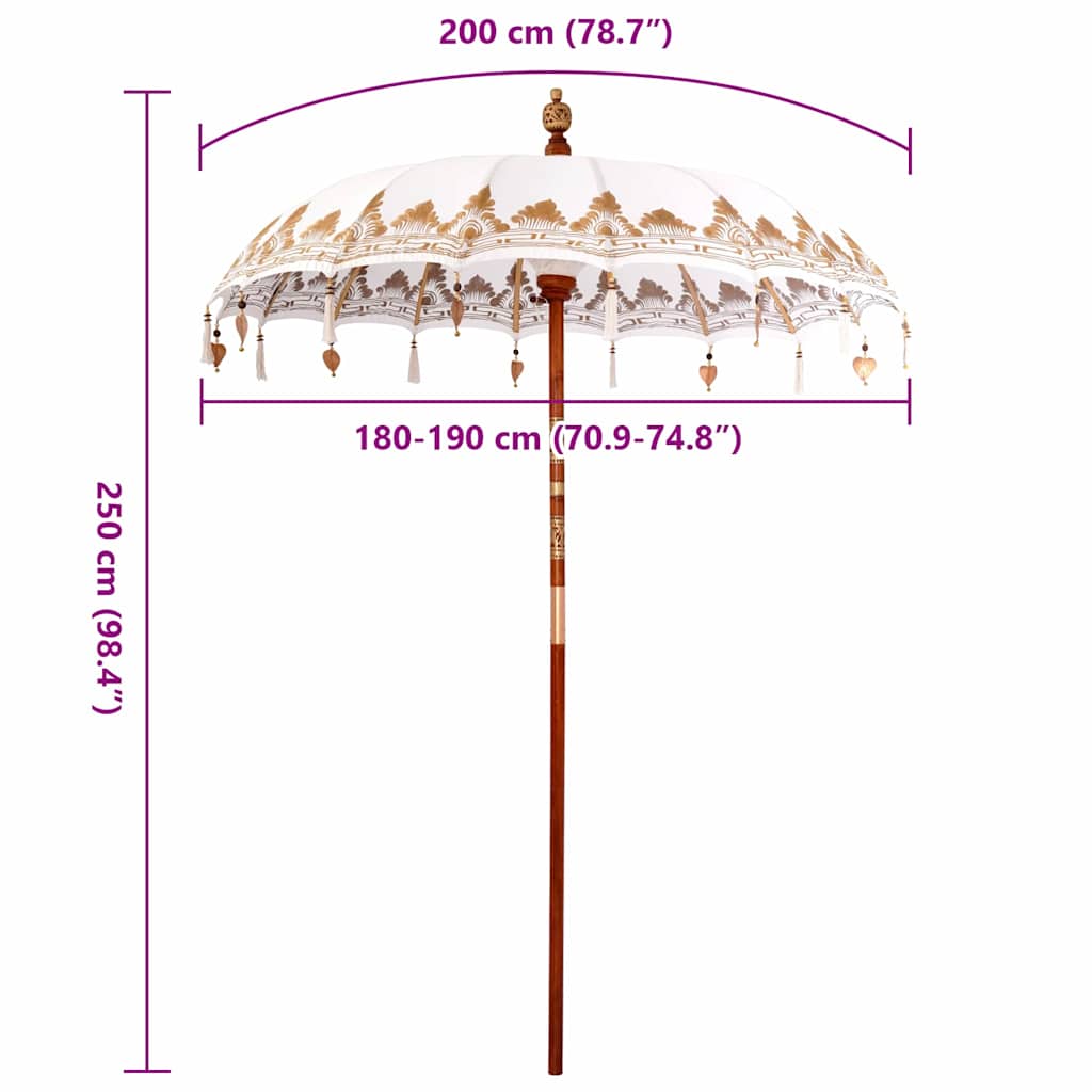 Balinesischer Sonnenschirm Creme (180-190) x 260 cm