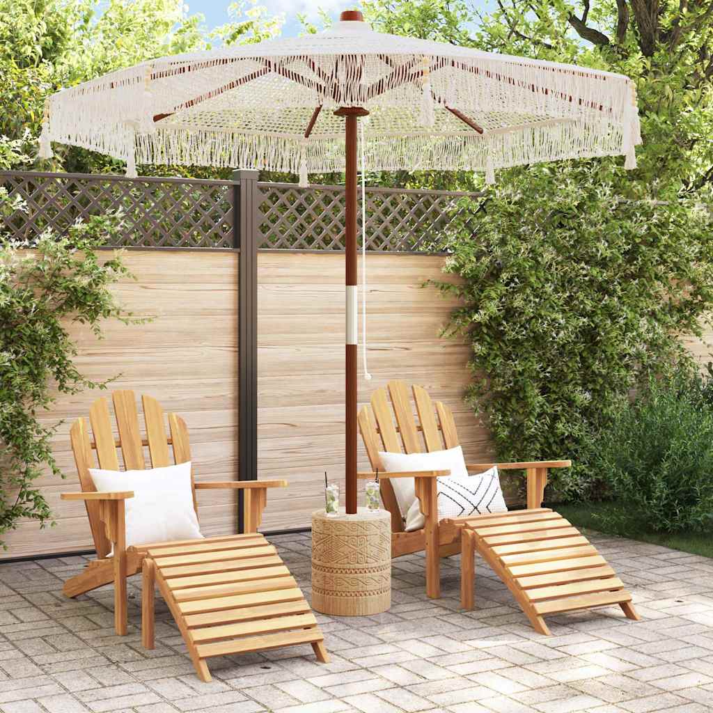 Sonnenschirm Creme (250-255) x 250 cm Baumwolle und Massivholz