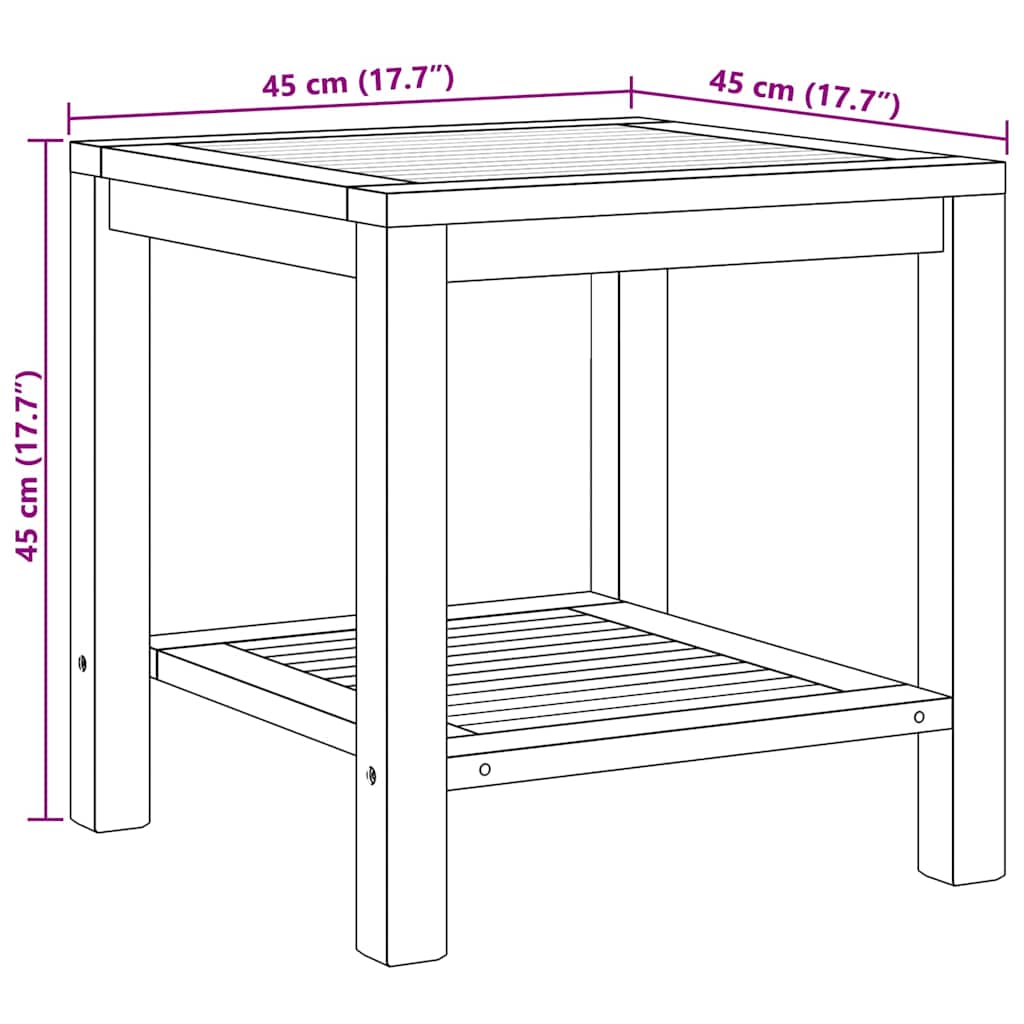 Couchtisch mit Speicher Braun 45 x 45 x 45 cm Massivholz Teak