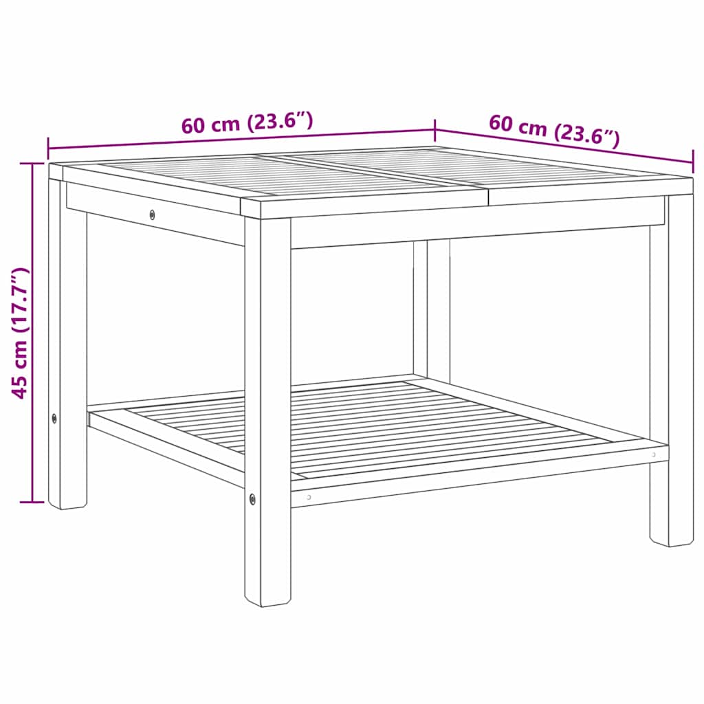Couchtisch Braun 60 x 60 x 45 cm Teak-Massivholz