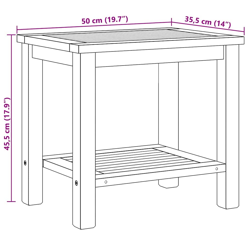 Couchtisch mit Speicher Braun 50 x 35 x 45 cm Massivholz Teak