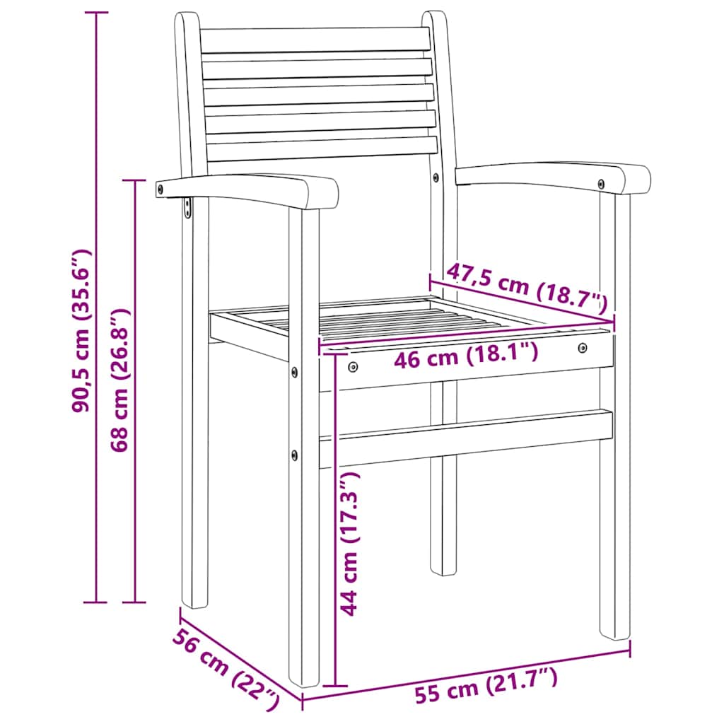 Stuhl 2 stk. Braun Massivholz Teak