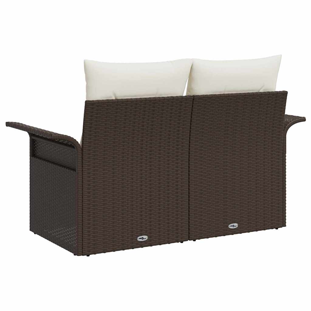 Gartensofa mit Kissen Braun 141 x 62 x 69cm Poly-Rattan