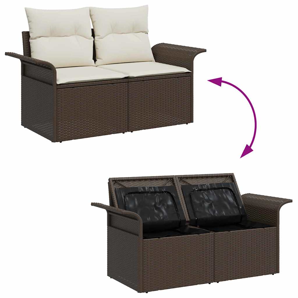 Gartensofa mit Kissen Braun 141 x 62 x 69cm Poly-Rattan