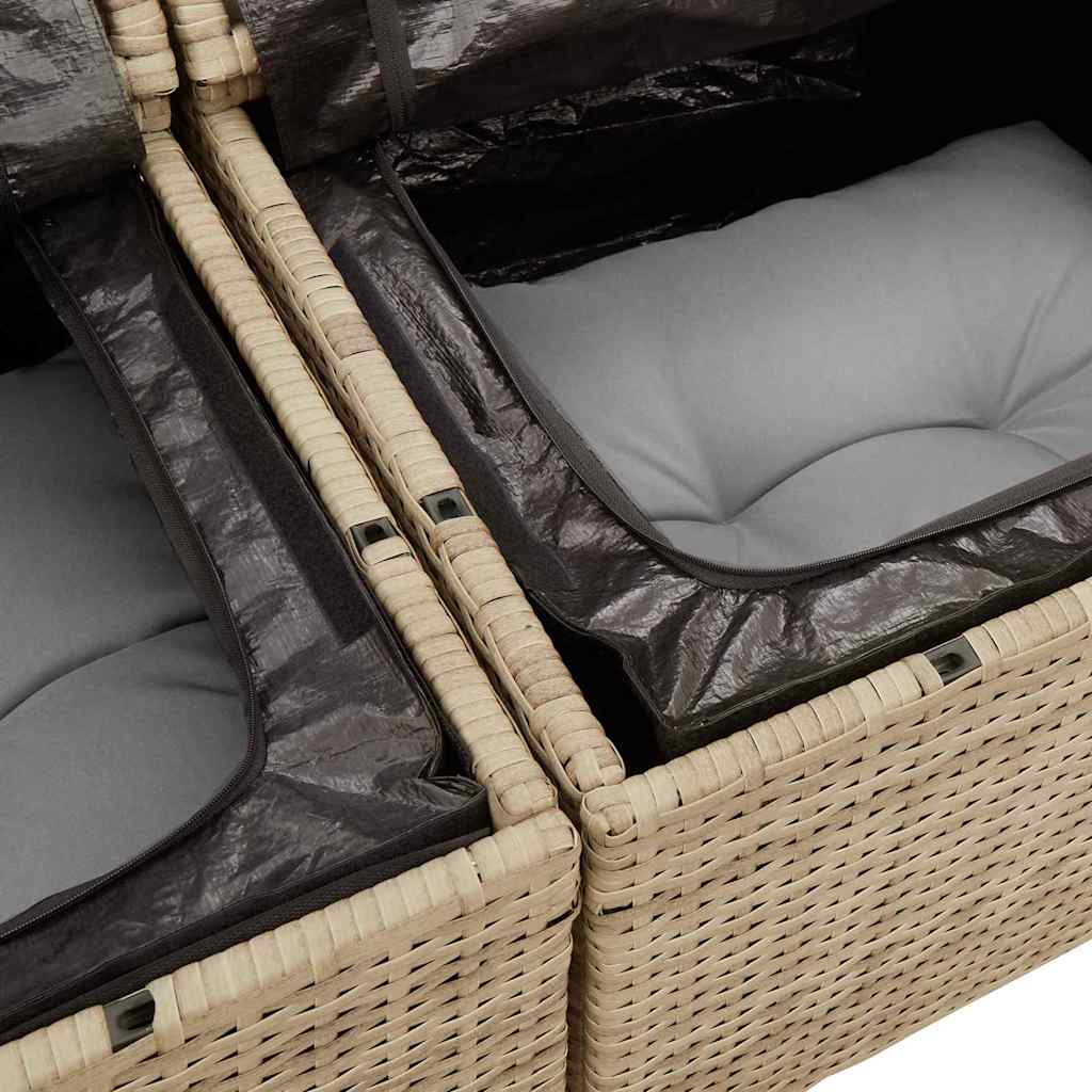 Gartensofa mit Kissen Beige 141 x 62 x 69cm Poly-Rattan