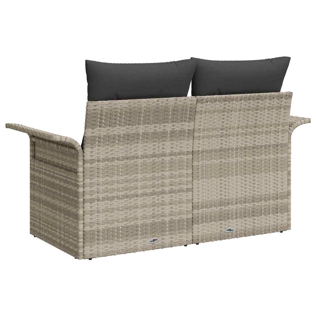 Gartensofa mit Kissen Hellgrau 141 x 62 x 69cm Poly-Rattan