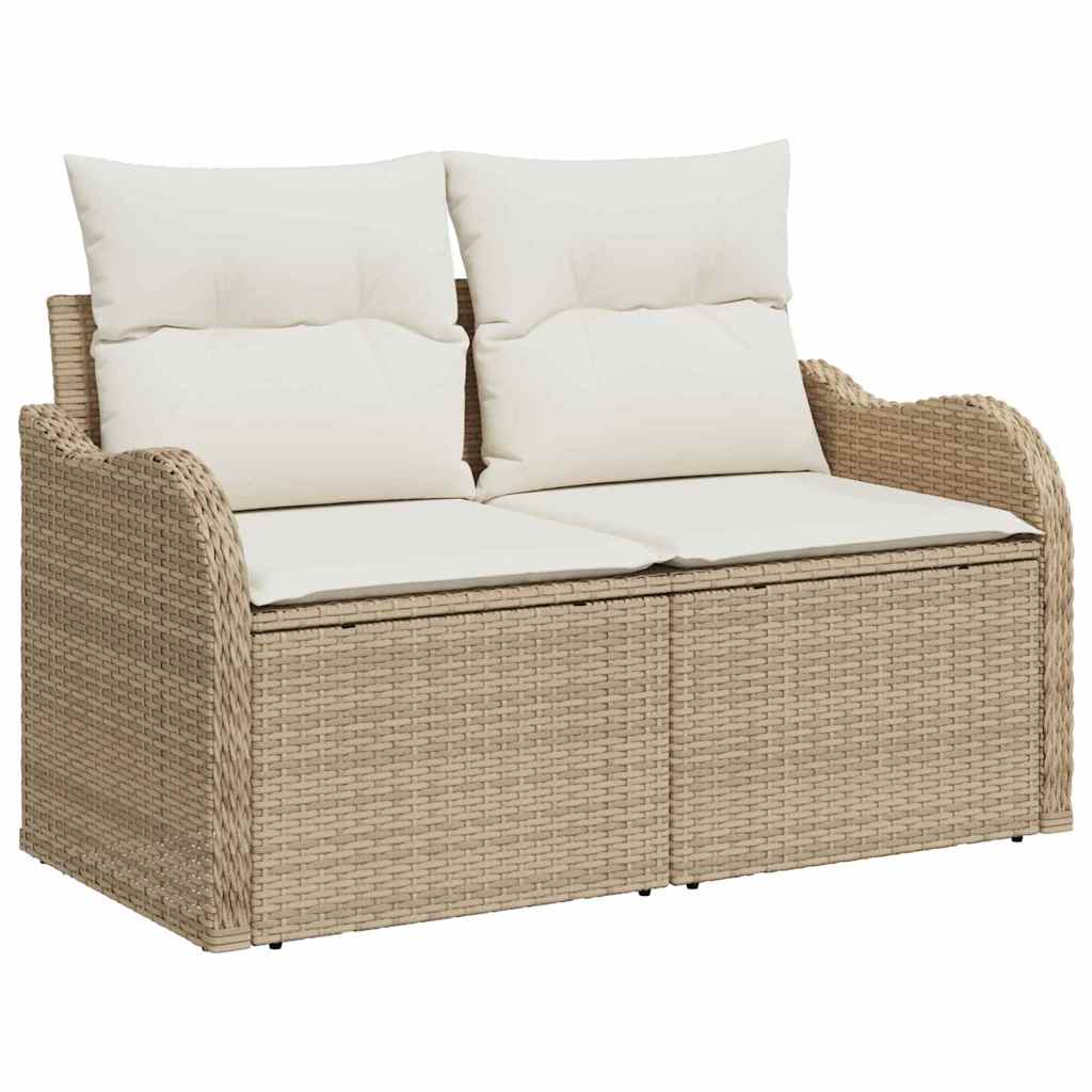 Gartensofa mit Kissen Beige 121 x 62 x 69cm Poly-Rattan