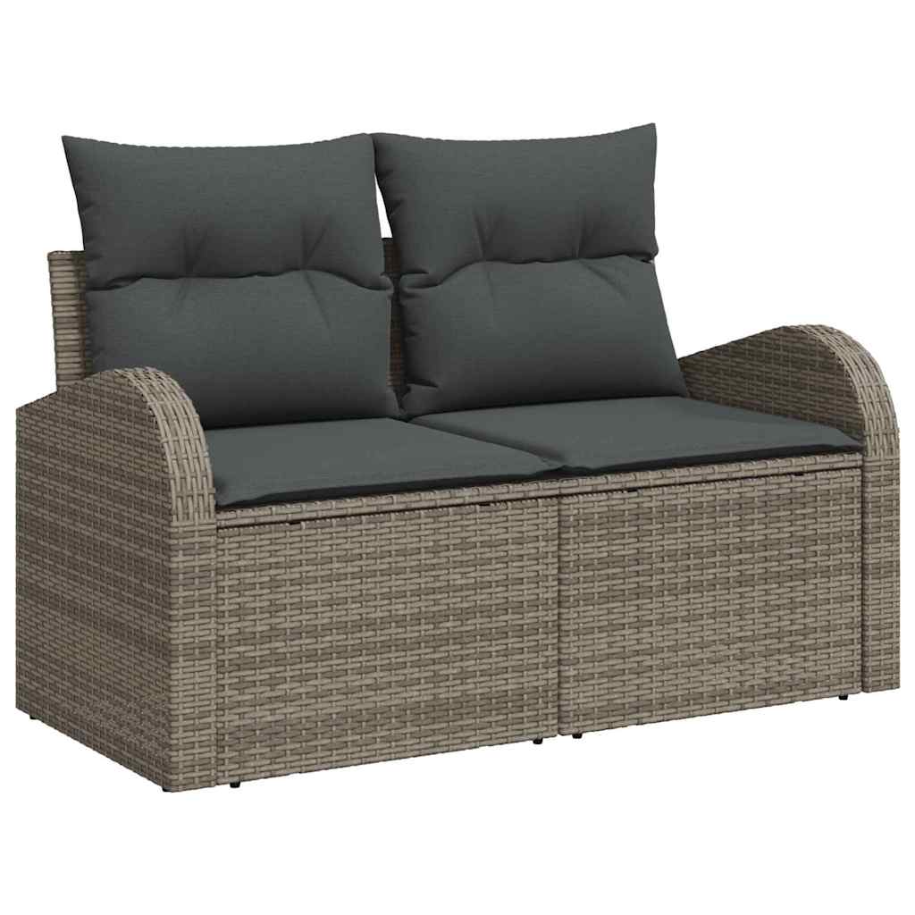 Gartensofa mit Kissen Grau 124 x 62 x 69cm Poly-Rattan