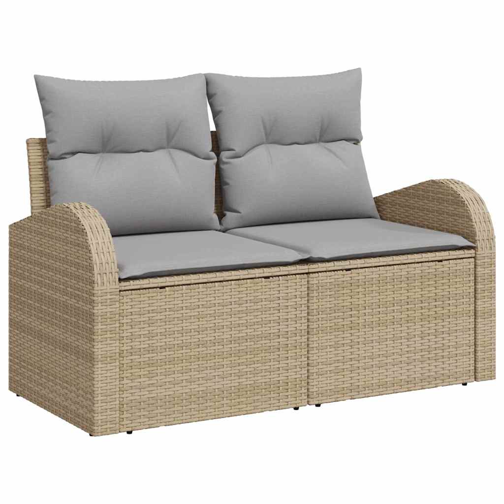 Gartensofa mit Kissen Beige 124 x 62 x 69cm Poly-Rattan