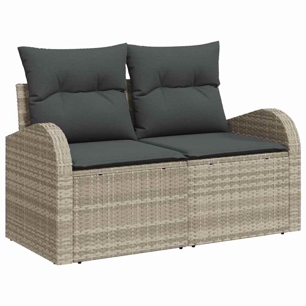 Gartensofa mit Kissen Hellgrau 124 x 62 x 69cm Poly-Rattan