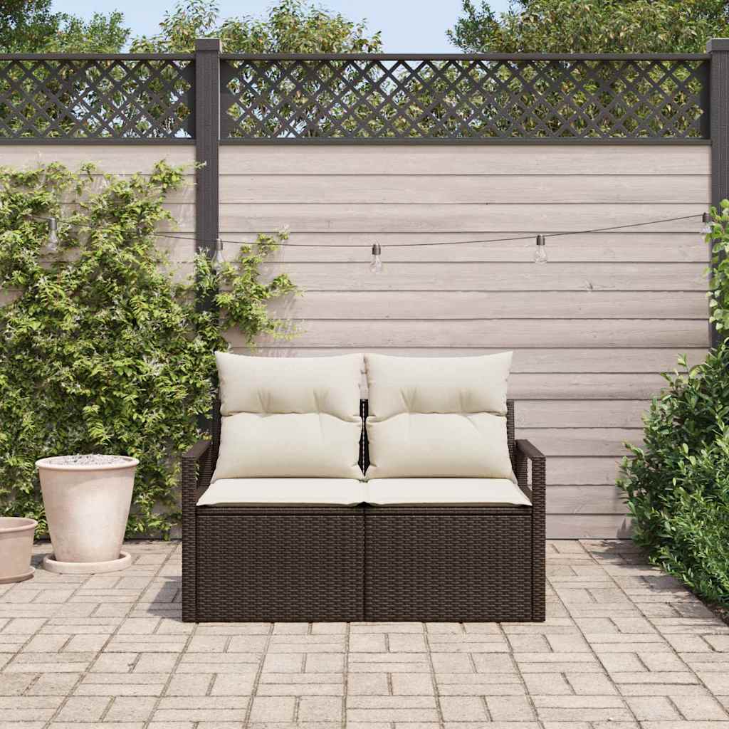 Gartensofa mit Kissen Braun 120 x 62 x 69cm Poly-Rattan