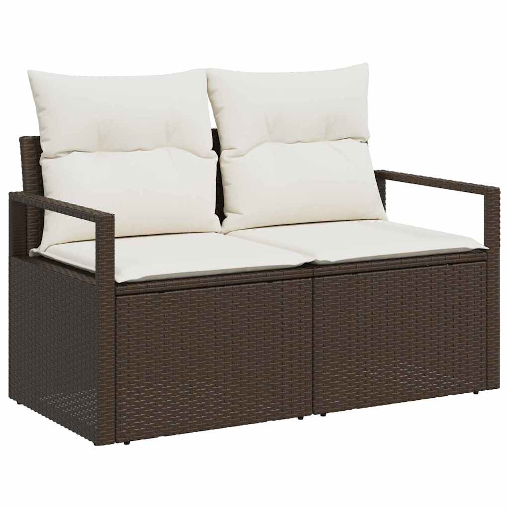 Gartensofa mit Kissen Braun 120 x 62 x 69cm Poly-Rattan