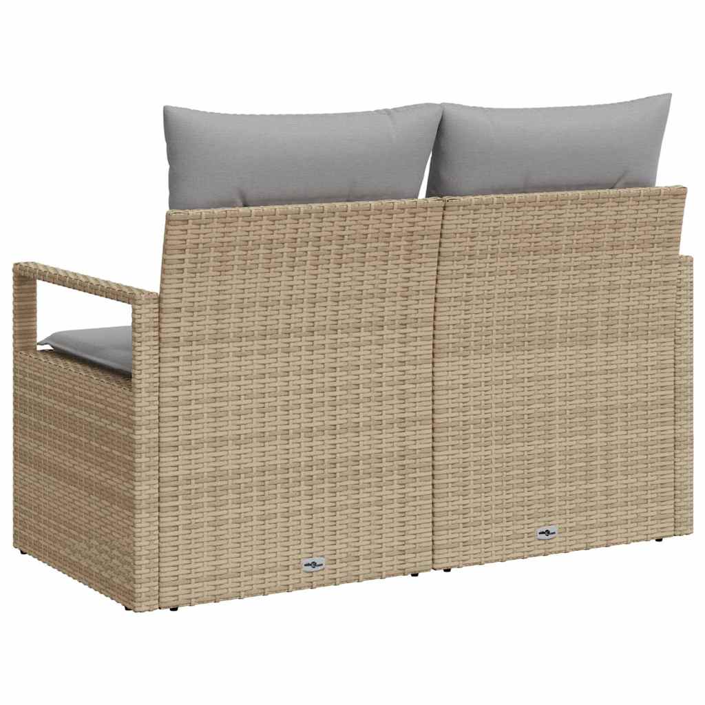 Gartensofa mit Kissen Beige 120 x 62 x 69cm Poly-Rattan
