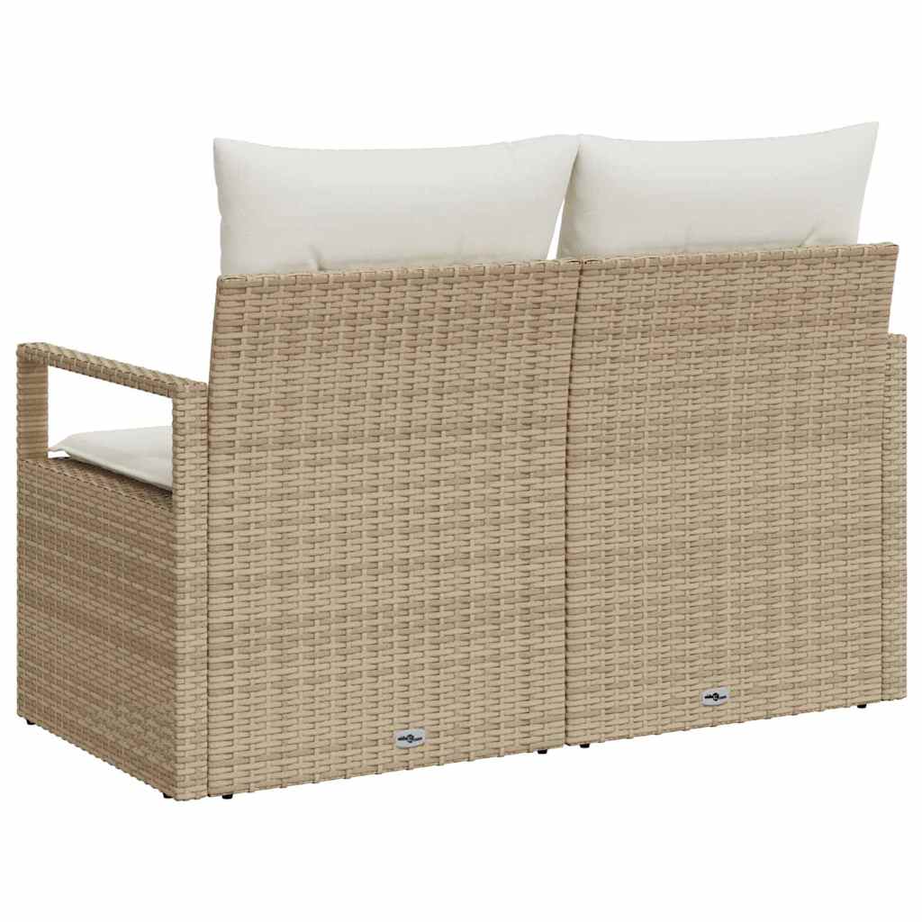 Gartensofa mit Kissen Beige 120 x 62 x 69cm Poly-Rattan
