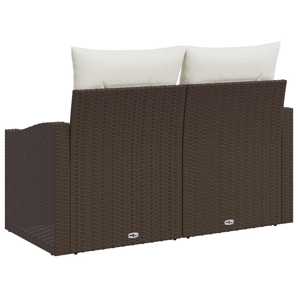 Gartensofa mit Kissen Braun 123 x 62 x 69cm Poly-Rattan