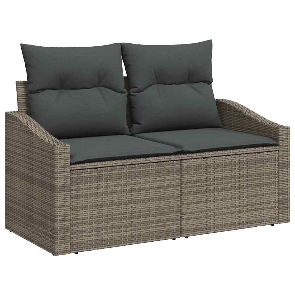 Gartensofa mit Kissen Grau 123 x 62 x 69cm Poly-Rattan