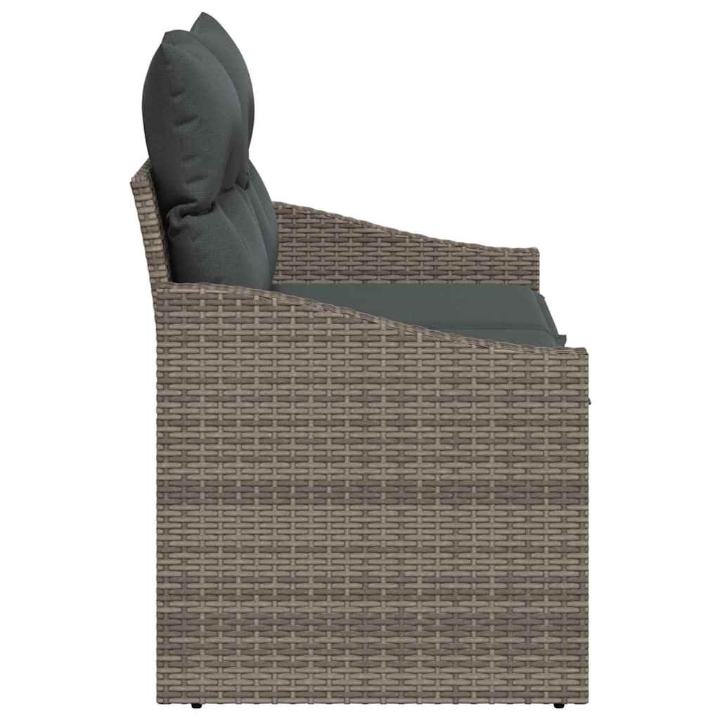Gartensofa mit Kissen Grau 123 x 62 x 69cm Poly-Rattan