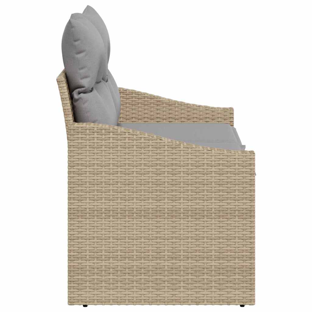 Gartensofa mit Kissen Beige 123 x 62 x 69cm Poly-Rattan