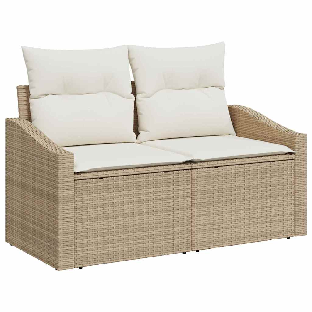 Gartensofa mit Kissen Beige 123 x 62 x 69cm Poly-Rattan