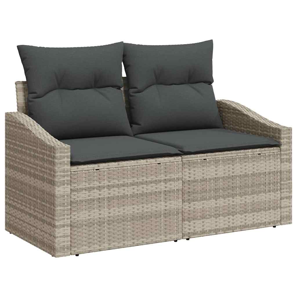 Gartensofa mit Kissen Grau 123 x 62 x 69cm Poly-Rattan