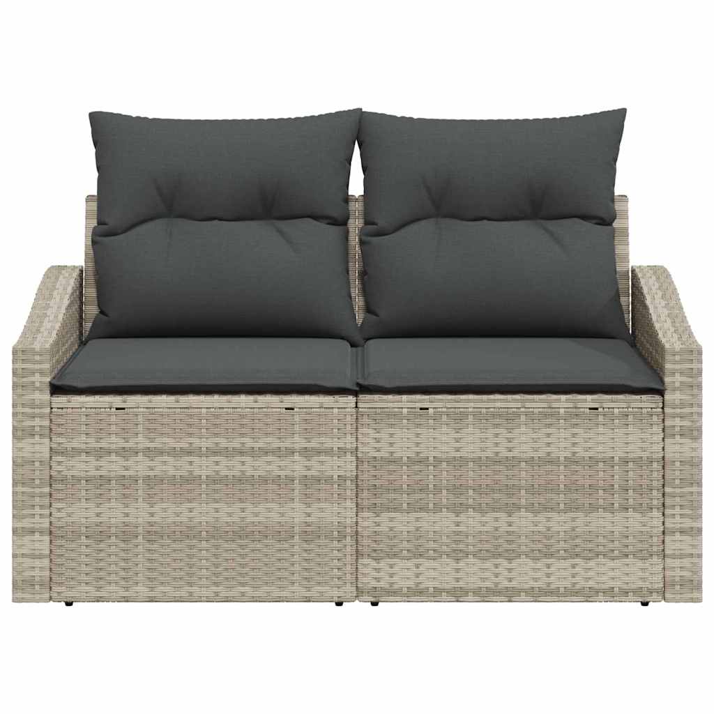 Gartensofa mit Kissen Grau 123 x 62 x 69cm Poly-Rattan