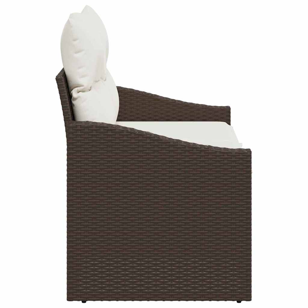 Gartensofa mit Kissen Braun 123 x 62 x 69cm Poly-Rattan