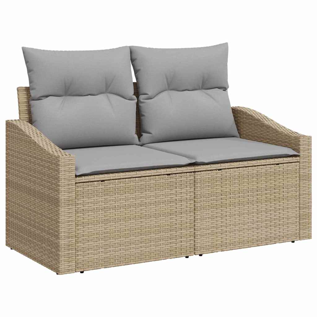 Gartensofa mit Kissen Beige 123 x 62 x 69cm Poly-Rattan