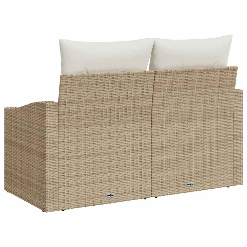 Gartensofa mit Kissen Beige 123 x 62 x 69cm Poly-Rattan