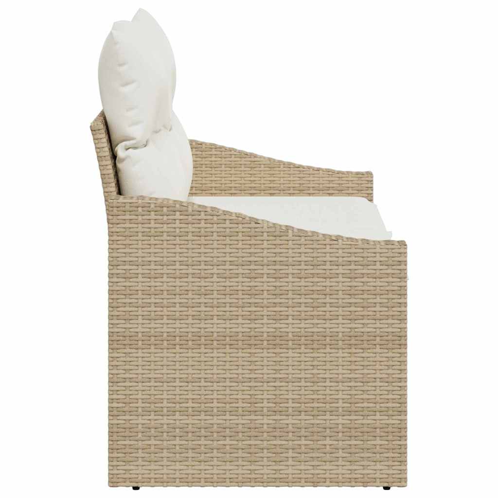 Gartensofa mit Kissen Beige 123 x 62 x 69cm Poly-Rattan