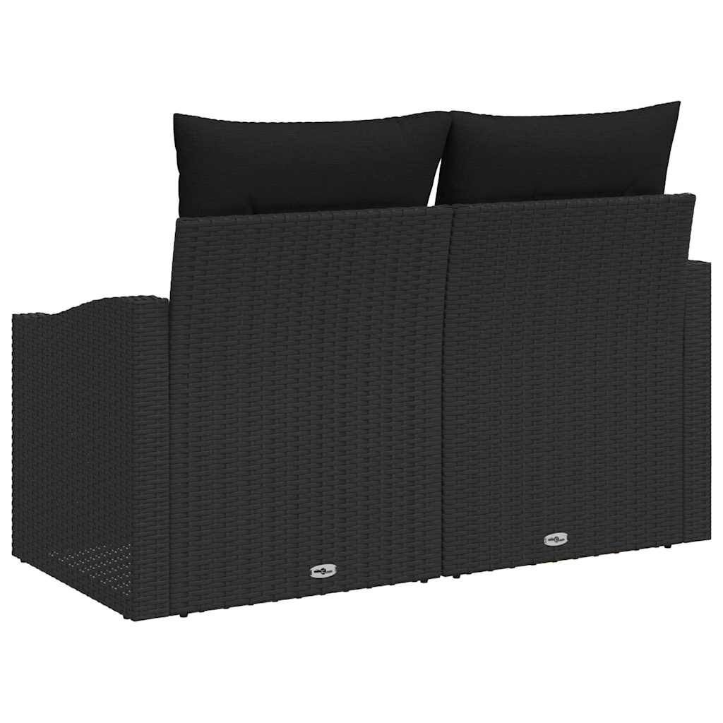 Gartensofa mit Kissen Schwarz 123 x 62 x 69cm Poly-Rattan