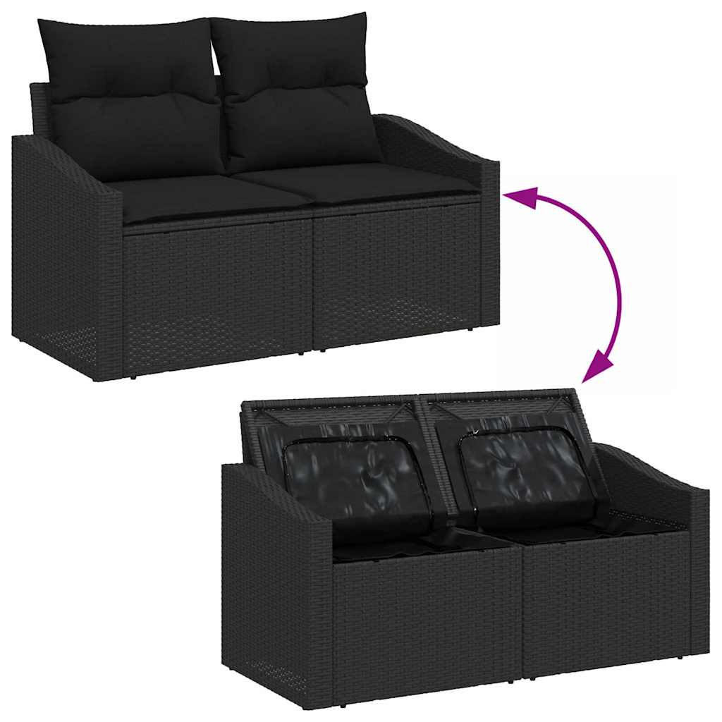 Gartensofa mit Kissen Schwarz 123 x 62 x 69cm Poly-Rattan