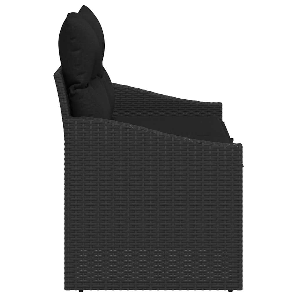 Gartensofa mit Kissen Schwarz 123 x 62 x 69cm Poly-Rattan