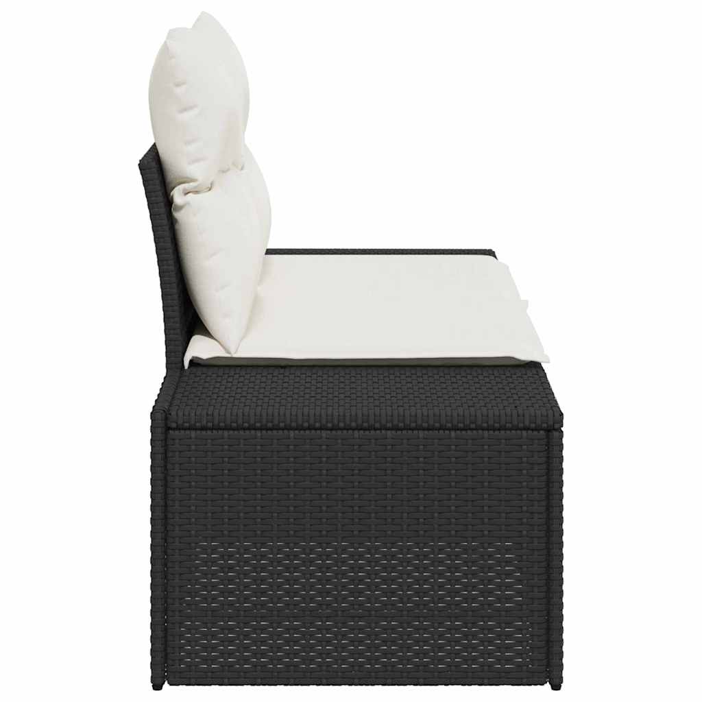 Gartensofa mit Kissen Schwarz 123 x 62 x 69cm Poly-Rattan