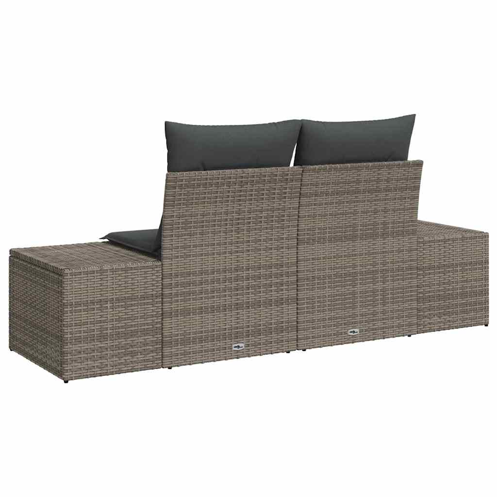 Gartensofa mit Kissen Grau 123 x 62 x 69cm Poly-Rattan