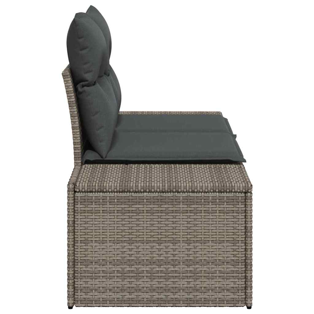 Gartensofa mit Kissen Grau 123 x 62 x 69cm Poly-Rattan