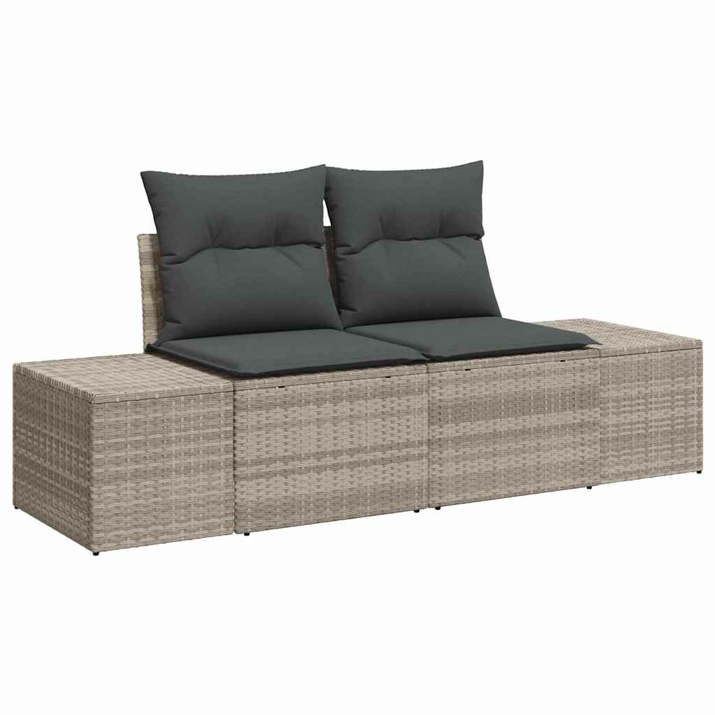 Gartensofa mit Kissen Grau 123 x 62 x 69cm Poly-Rattan