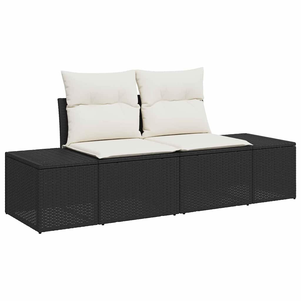 Gartensofa mit Kissen Schwarz 123 x 62 x 69cm Poly-Rattan