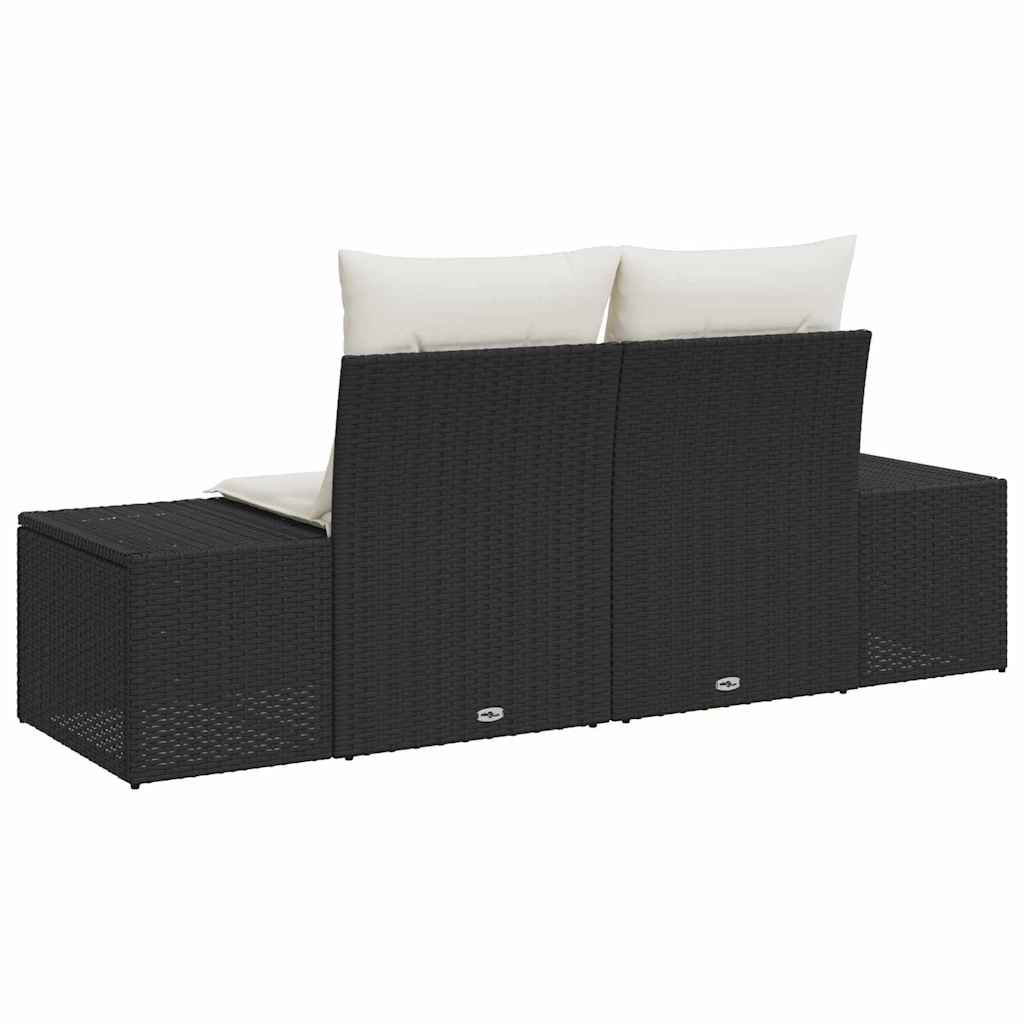 Gartensofa mit Kissen Schwarz 123 x 62 x 69cm Poly-Rattan