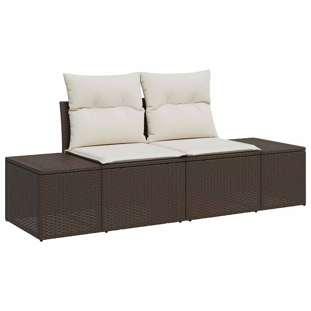 Gartensofa mit Kissen Braun 123 x 62 x 69cm Poly-Rattan