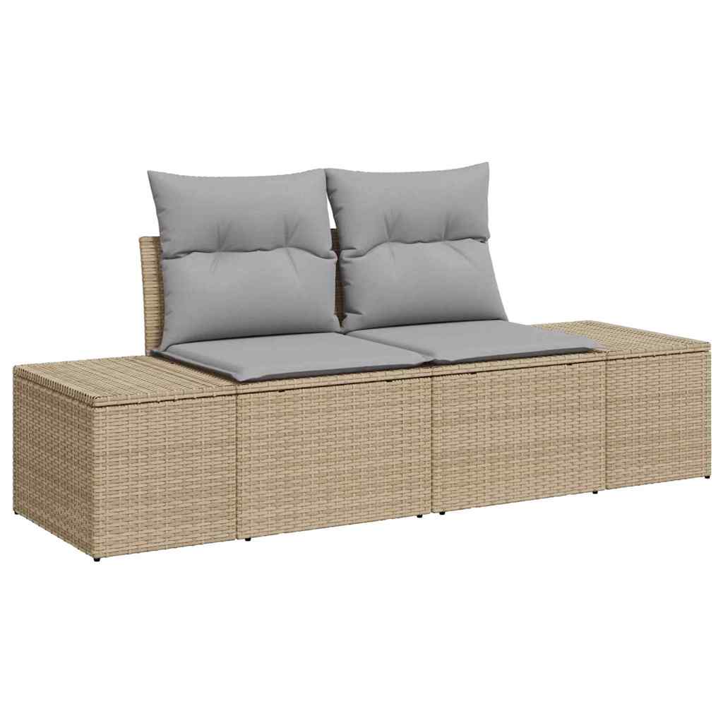 Gartensofa mit Kissen Beige 123 x 62 x 69cm Poly-Rattan