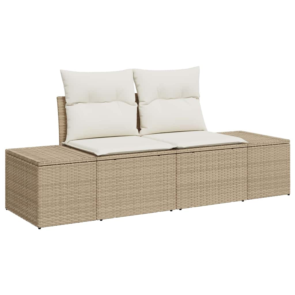 Gartensofa mit Kissen Beige 123 x 62 x 69cm Poly-Rattan