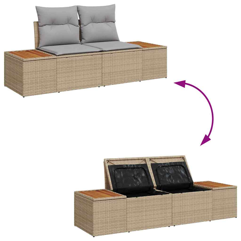 Gartensofa Beige 184 x 62 x 85cm Poly-Rattan