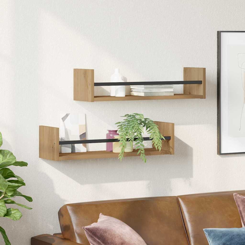 Wandregal 2 pcs Artisan-Eiche 60 x 16 x 14 cm Holzwerkstoff