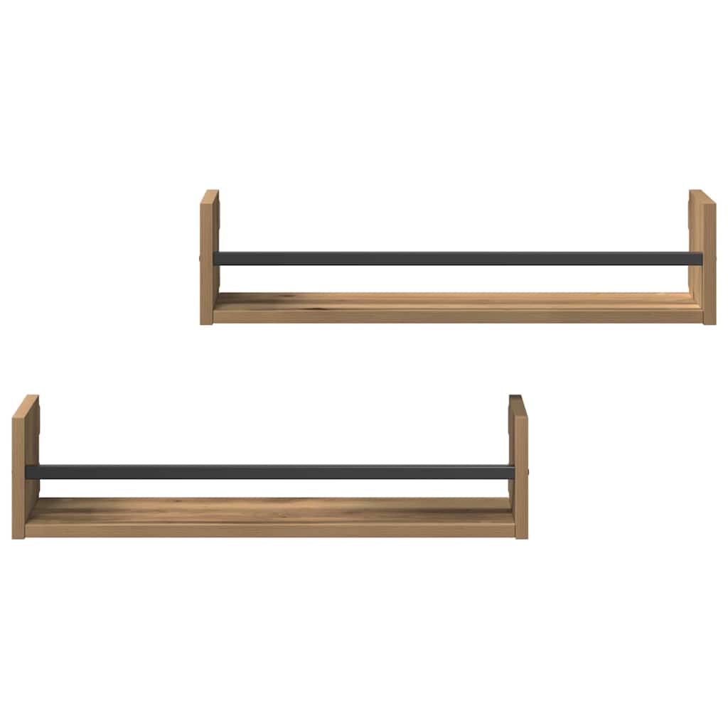 Wandregal 2 pcs Artisan-Eiche 60 x 16 x 14 cm Holzwerkstoff