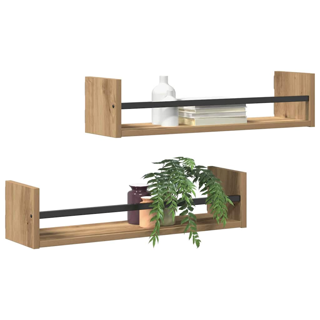 Wandregal 2 pcs Artisan-Eiche 60 x 16 x 14 cm Holzwerkstoff