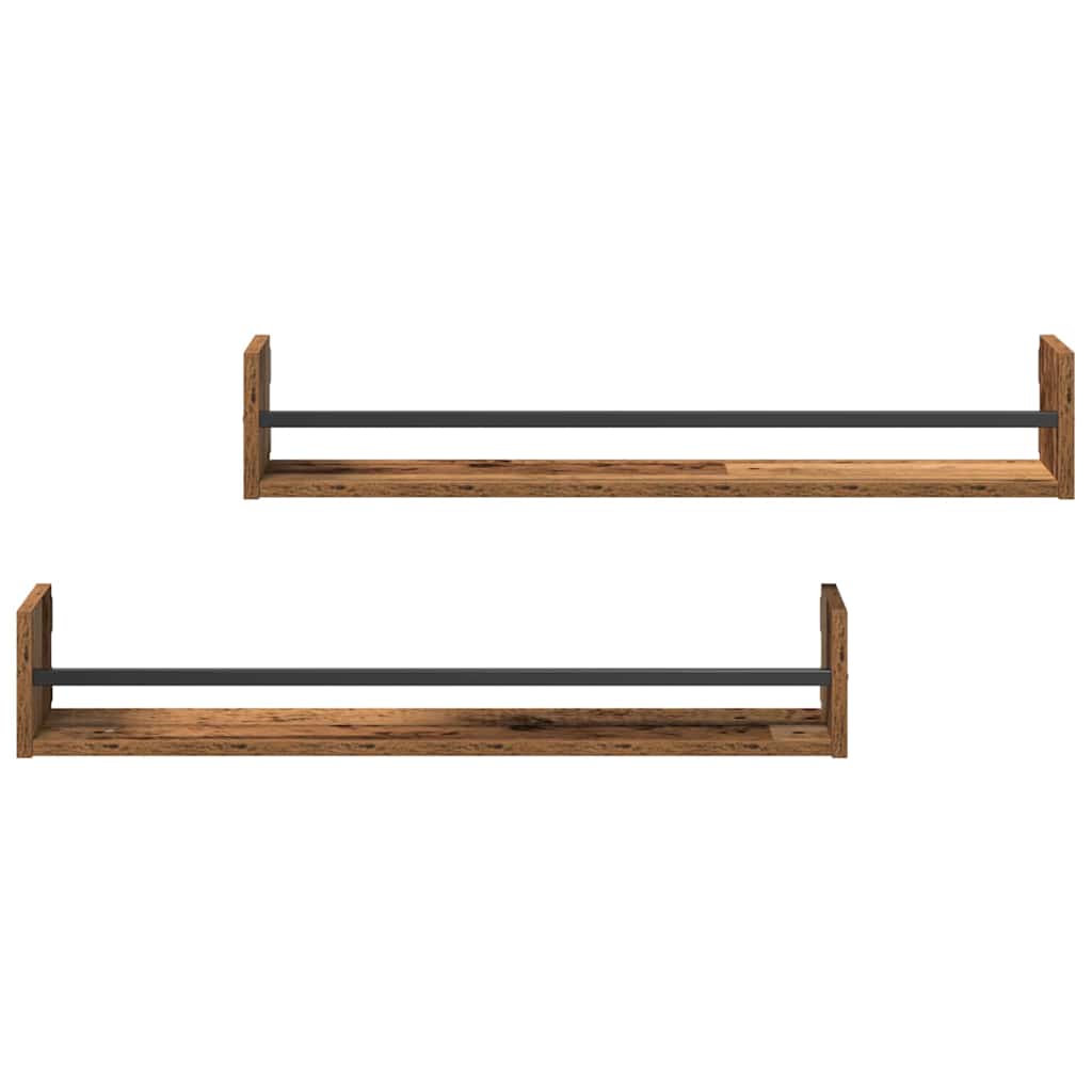 Wandregal mit Regal 2 pcs Altholz 80 x 16 x 14 cm Holzwerkstoff