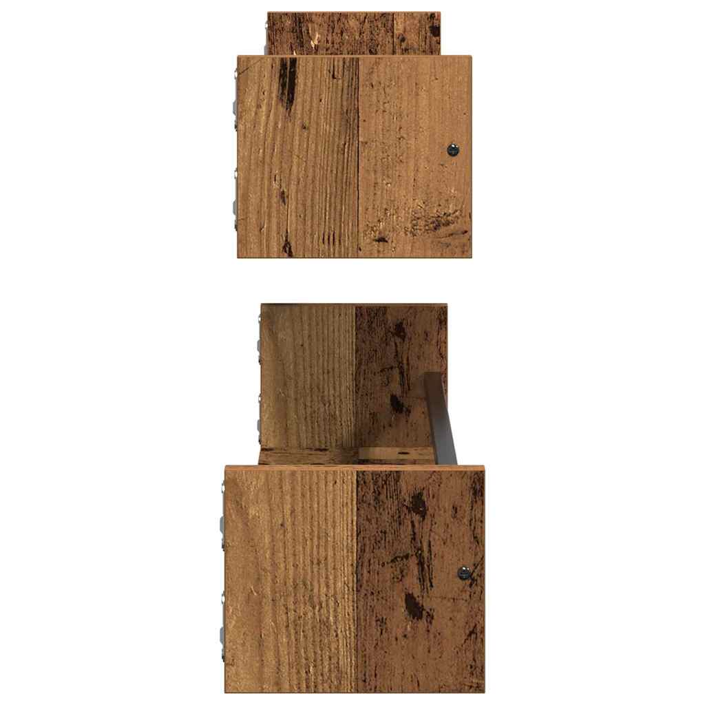Wandregal mit Regal 2 pcs Altholz 80 x 16 x 14 cm Holzwerkstoff